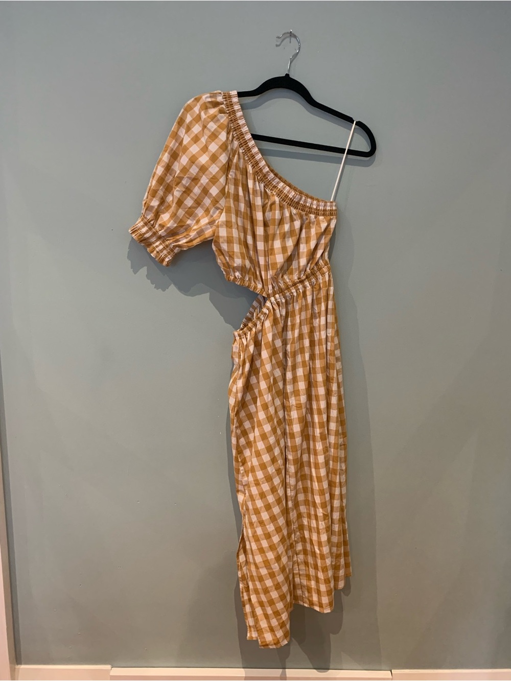 Who What Wear Off-Shoulder Yellow Gingham Midi Dress - Picture 8 of 15